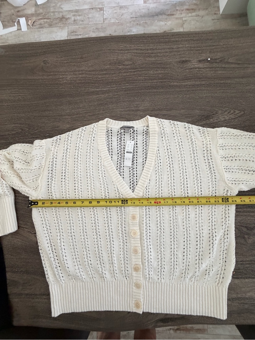 NET Cream Button-Front Knit Cardigan Sweater - Picture 6 of 8